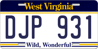 WV license plate DJP931
