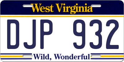 WV license plate DJP932