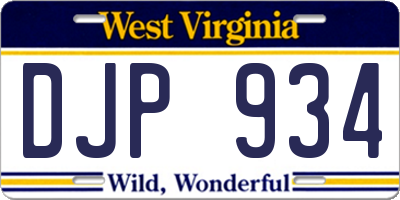 WV license plate DJP934