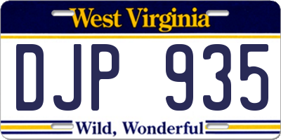 WV license plate DJP935