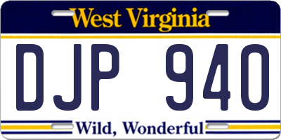 WV license plate DJP940