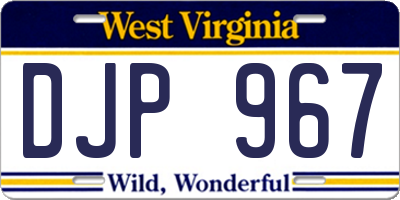 WV license plate DJP967