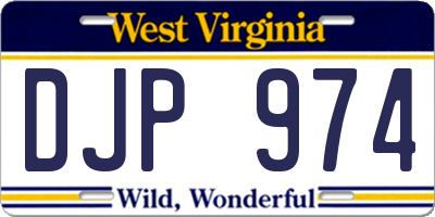 WV license plate DJP974