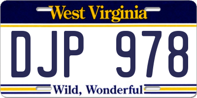 WV license plate DJP978