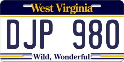 WV license plate DJP980
