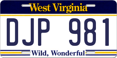 WV license plate DJP981