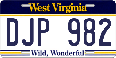 WV license plate DJP982