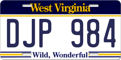 WV license plate DJP984