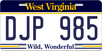 WV license plate DJP985