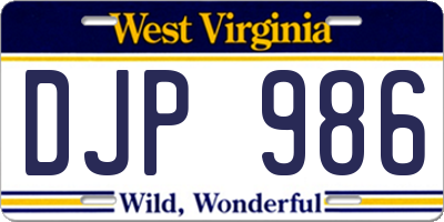 WV license plate DJP986