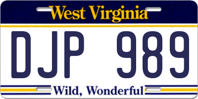 WV license plate DJP989