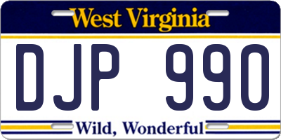 WV license plate DJP990