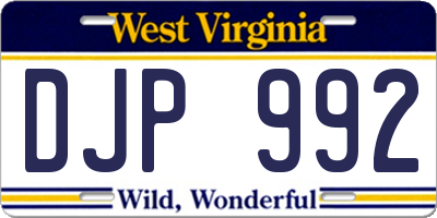 WV license plate DJP992