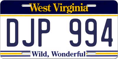 WV license plate DJP994
