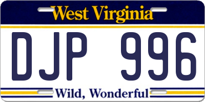 WV license plate DJP996