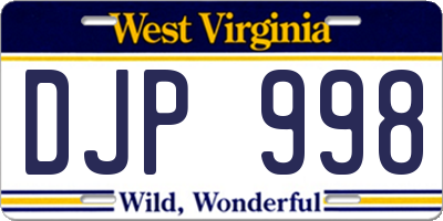 WV license plate DJP998