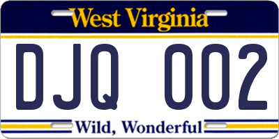 WV license plate DJQ002