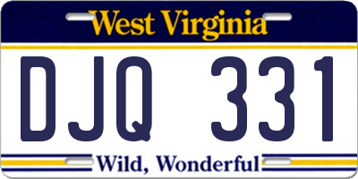 WV license plate DJQ331