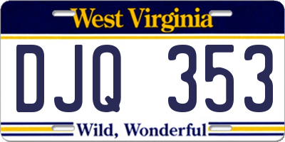 WV license plate DJQ353