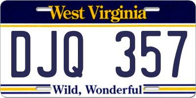 WV license plate DJQ357