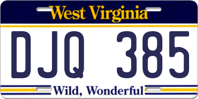 WV license plate DJQ385