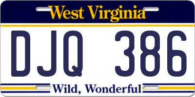 WV license plate DJQ386