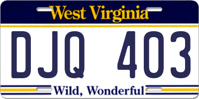 WV license plate DJQ403