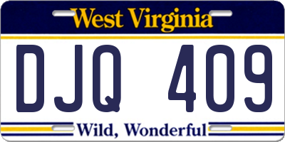 WV license plate DJQ409