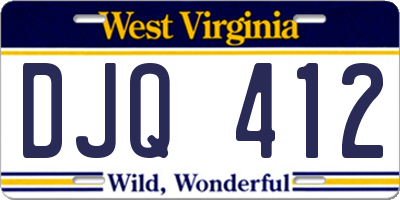 WV license plate DJQ412