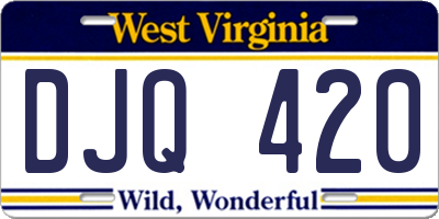 WV license plate DJQ420