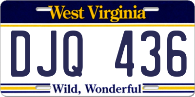 WV license plate DJQ436