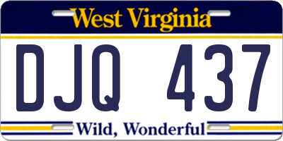 WV license plate DJQ437