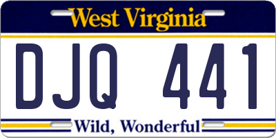 WV license plate DJQ441