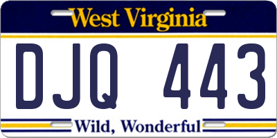WV license plate DJQ443