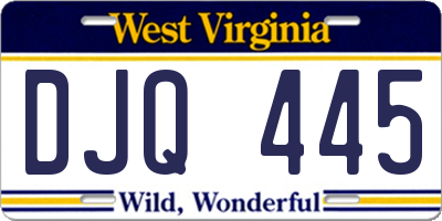 WV license plate DJQ445