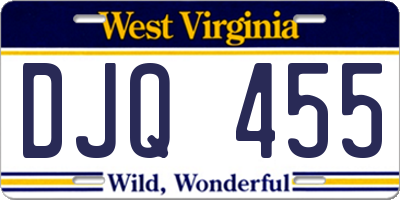 WV license plate DJQ455