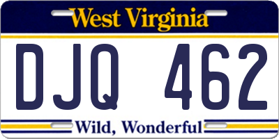 WV license plate DJQ462