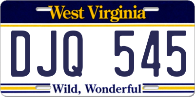 WV license plate DJQ545