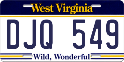 WV license plate DJQ549