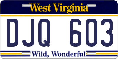 WV license plate DJQ603