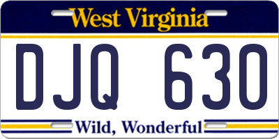WV license plate DJQ630