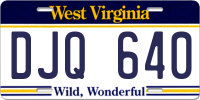 WV license plate DJQ640