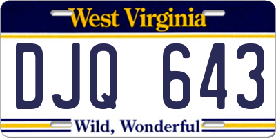 WV license plate DJQ643