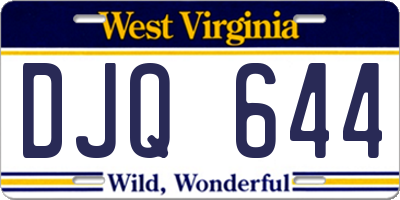 WV license plate DJQ644