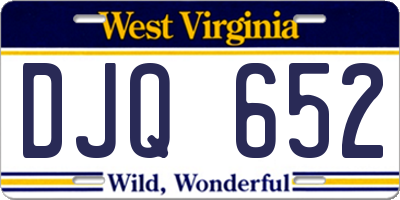 WV license plate DJQ652