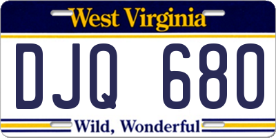 WV license plate DJQ680