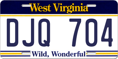 WV license plate DJQ704