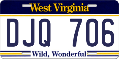 WV license plate DJQ706