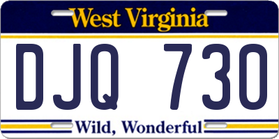 WV license plate DJQ730
