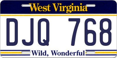WV license plate DJQ768